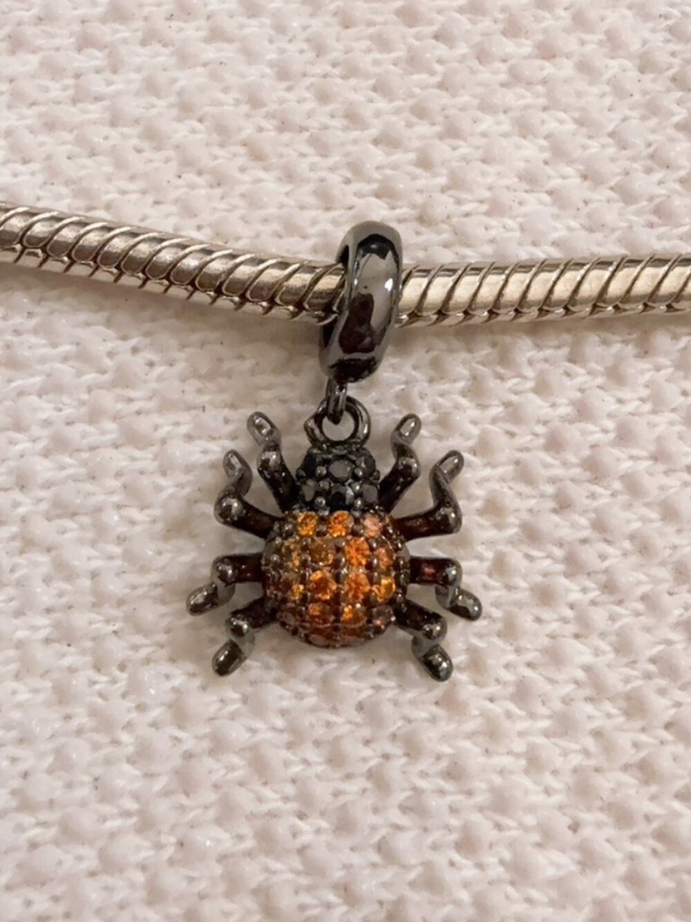 Spider Charm Halloween Orange Black Stone Pendant Charm For Pandora Bracelet